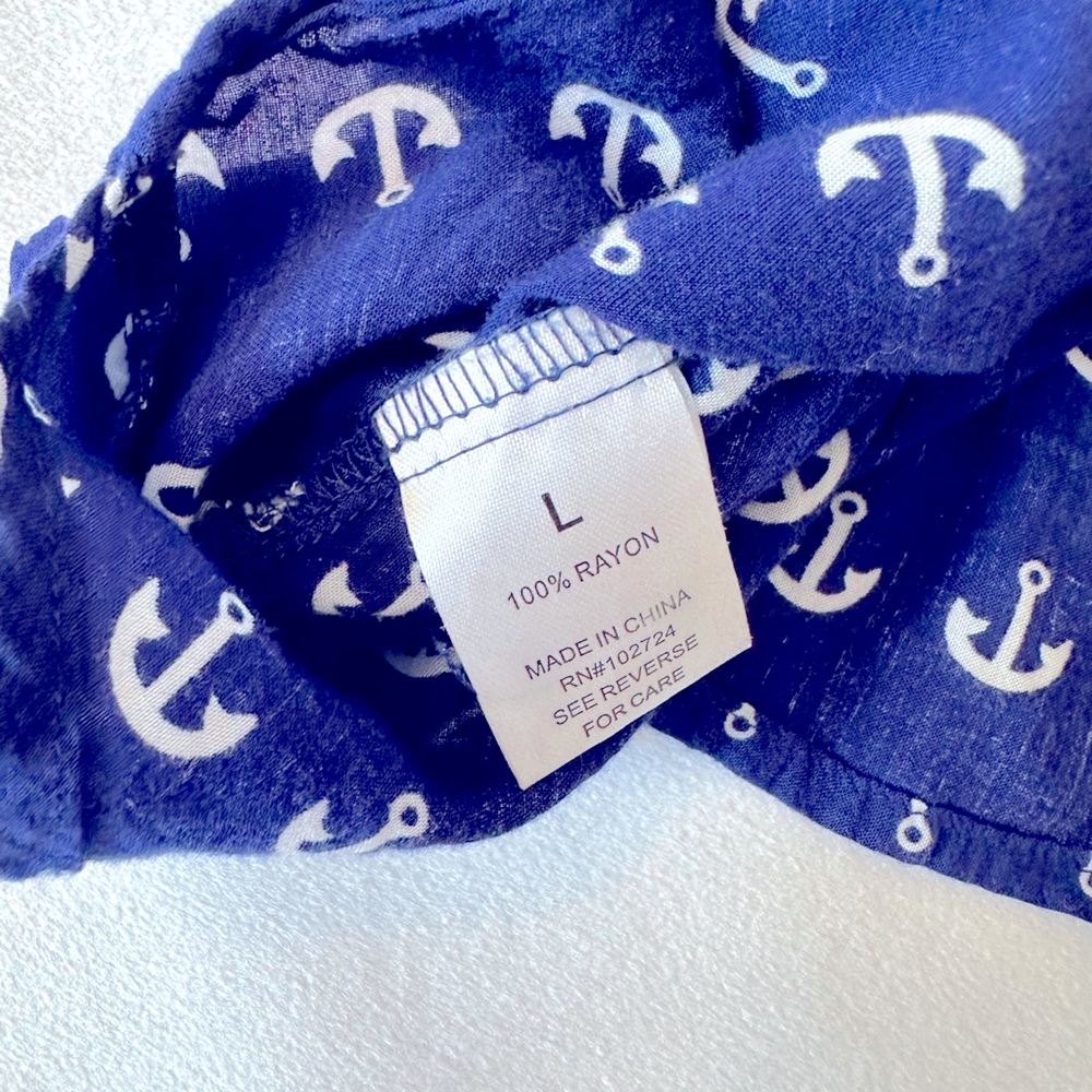 Grand & Greene Navy Anchor Henley V-neck Tunic Size L‎ - Picture 3 of 10